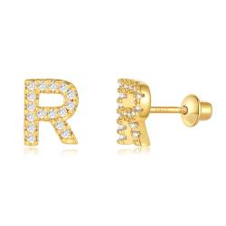 Buchstabe R Ohrringe Silber 925, TIZU Initiale Kleine Ohrringe für Mädchen Damen Geschenke für Geburtstag von TIZU