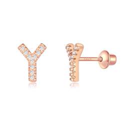 Buchstabe Y Ohrringe Silber 925, TIZU Initiale Kleine Ohrringe für Mädchen Damen Geschenke für Geburtstag von TIZU