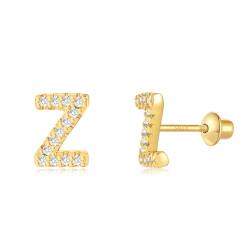 Buchstabe Z Ohrringe Silber 925, TIZU Initiale Kleine Ohrringe für Mädchen Damen Geschenke für Geburtstag von TIZU