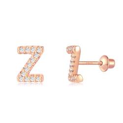 Buchstabe Z Ohrringe Silber 925, TIZU Initiale Kleine Ohrringe für Mädchen Damen Geschenke für Geburtstag von TIZU