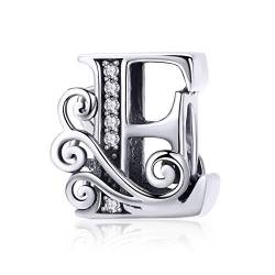TIZU Buchstaben E Charms 925 Sterling Silber Alphabet Charm Anhänger für Europäische Armbänder Geschenke für Damen Mädchen von TIZU