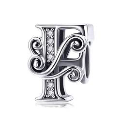 TIZU Buchstaben F Charms 925 Sterling Silber Alphabet Charm Anhänger für Europäische Armbänder Geschenke für Damen Mädchen von TIZU