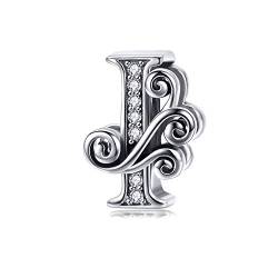 TIZU Buchstaben I Charms 925 Sterling Silber Alphabet Charm Anhänger für Europäische Armbänder Geschenke für Damen Mädchen von TIZU