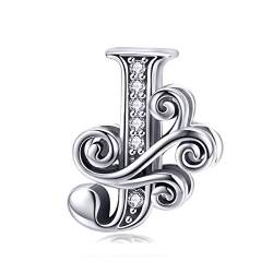 TIZU Buchstaben J Charms 925 Sterling Silber Alphabet Charm Anhänger für Europäische Armbänder Geschenke für Damen Mädchen von TIZU