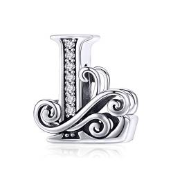 TIZU Buchstaben L Charms 925 Sterling Silber Alphabet Charm Anhänger für Europäische Armbänder Geschenke für Damen Mädchen von TIZU