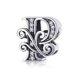 TIZU Buchstaben P Charms 925 Sterling Silber Alphabet Charm Anhänger für Europäische Armbänder Geschenke für Damen Mädchen von TIZU