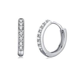 TIZU Creolen aus 925er Sterlingsilber mit Zirkonia Hypoallergene Ohrringe für Damen und Mädchen Geschenk, Leder, Zirkon Zirkonia von TIZU