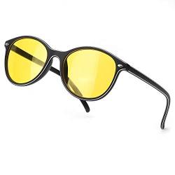 TJUTR Frauen Polarisierte Nacht-Fahrbrille - HD Night-Vision gelbe Linse reduzieren Blendung Sicherheit Nacht (Schwarzer Rahmen/gelbes Nachtsichtobjektiv) von TJUTR