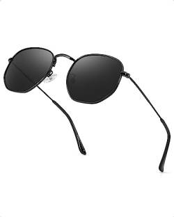 TJUTR Herren Sonnenbrille Polarisiert UV400 Schutz und Blendfrei Ultraleicht und Stylisch mit Sechseckigem Metallrahmen Perfekt für Autofahrer von TJUTR