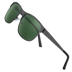TJUTR Herren-Sonnenbrille mit polarisiertem Metallrahmen, rechteckig mit UV-Schutz von TJUTR