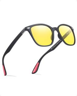 TJUTR Nacht Vision Blendschutz Brille Polarisierte Nachtfahrtbrille für Autofahren Damen und Herren HD Gelbe UV400 von TJUTR