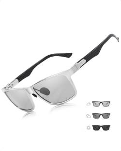 TJUTR Photochromatisch Herren-Sonnenbrille Polarisiert: Selbsttönende sonnenbrille UV400 Schutz und blendfrei, Perfekt für Autofahrer, Ultraleicht und stylisch Carbon fibre rahmen von TJUTR