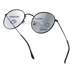 TJUTR Photochrome Sonnenbrille polarisierte Herren Runde für Autofahren, UV 400 Schutz, Metallrahmen Design von TJUTR