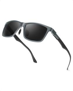 TJUTR Polarisiert Sonnenbrille Herren Ultraleicht und Stylisch Rechteckig Carbon Fibre Rahmen UV400 Schutz Blendfrei Perfekt für Autofahrer von TJUTR