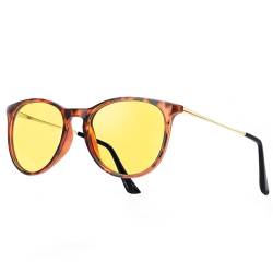 TJUTR Polarisierte Nachtfahrtbrille für Autofahren Damen und Herren HD Gelbe Nacht Vision Blendschutz Brille - UV400 (Leopard Braun/Gelb) von TJUTR