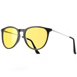 TJUTR Polarisierte Nachtfahrtbrille für Autofahren Damen und Herren HD Gelbe Nacht Vision Blendschutz Brille - UV400 (Schwarz/Gelb) von TJUTR