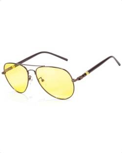 TJUTR Polarisierte Nachtfahrtbrille für Autofahren Damen und Herren HD Gelbe Nacht Vision Blendschutz Brille - UV400 von TJUTR