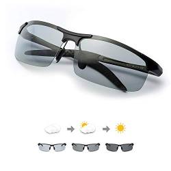 TJUTR Polarisierte Sonnenbrille Herren Photochromatisch Sports Fahrradbrille Selbsttönend Autofahrer Durchsichtig brille mit Färbungsgradient von TJUTR