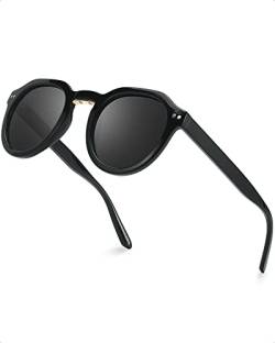 TJUTR Sonnenbrille Herren Polarisiert Rund - Kleine Retro-Stil mit UV400-Schutz Gläsern. Ideale für Reisen und Fahren von TJUTR