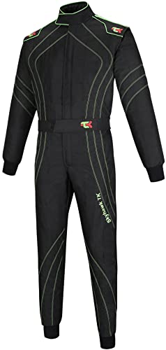 TK Kinder Juniors Kart Anzug/Rennen/Rallye, einteiliger Cordura Kartanzug Overall, Schwarz, 38 von TK