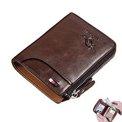 TLM Toys Herren Leder Geldbörse Reißverschluss - Business-Kreditkartenhalter RFID-blockierende Tasche - Multifunktionaler Führerscheinkartenhalter Herrenbrieftasche, Brieftasche mit großer Kapazität von TLM Toys