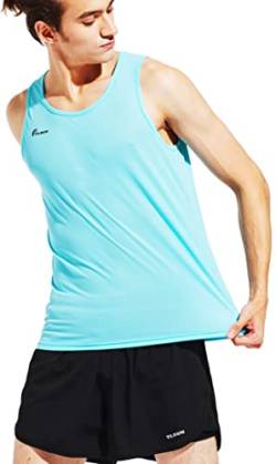 TLRUN Herren Lauf-Tank Top Ultra Leicht Marathon Singlet Shirts Dry Fit Workout Ärmelloses T-Shirt, Light Blue, Mittel von TLRUN
