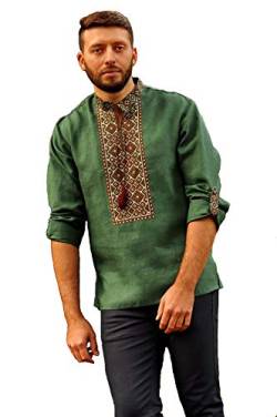Vyshyvanka for Men. Ukrainian Embroidered Men's Shirt. (X-Large (54)) Dark Green von TM \"Vyshyvanka by Masik Valer"