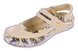 TMA Damen Leder Ballerinas Echtleder Slipper Comfort Schuhe Sandalen 5068 Weiß-Creme Gr. 37 von TMA