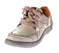 TMA Damen Leder Halb Schuhe Comfort Sneakers Weiß Used Look Eyes 1646 Schnürer Turnschuhe Gr. 41 von TMA