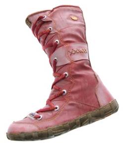 TMA Leder Stiefel 2088 Damen Winter Schuhe gefüttert Rot Kniehohe Damenstiefel Used Look Gr. 37 von TMA