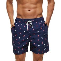 TMEOG Badehose Herren Badeshorts Männer Bademode Schwimmhose Lang Schnelltrocknend Swimming Surf Shorts Men Schwimmshort Swim Trunks Strandhose Sporthose Kurz mit Taschen(Blau,L) von TMEOG