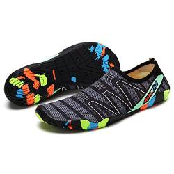 TMEOG Badeschuhe Damen Herren Wasserschuhe Schwimmschuhe Aquaschuhe Strandschuhe rutschfest Surfschuhe schnell trocknend Wattschuhe Meerschuhe Erwachsene(40 EU,Grau) von TMEOG