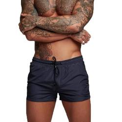 TMEOG Badeshorts für Herren, Badehosen Kurz Badehose Männer Schwimmhose Boxer Badepants Wassersport Kurze Hose Schnelltrocknend Schwimmshorts mit Reissverschluss(Blau) von TMEOG