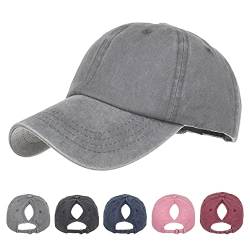 TMEOG Baseball Cap Damen Basecap Frauen Kappe mit Netz Pferdeschwanz Cap mit Loch für Zopf Baseballkappe Sommer Cappy Unifarben Sportkappe Atmungsaktiv(Grau) von TMEOG