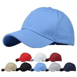 TMEOG Cap Damen Herren Basecap Sommer Kappe Baseball Caps Unifarben Pferdeschwanz Cap mit Loch für Zopf Baseballkappe Cappy Frauen Männer Sportkappe Atmungsaktiv(Blau,54-60cm) von TMEOG