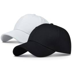 TMEOG Cap Damen Herren Basecap Sommer Kappe Baseball Caps Unifarben Pferdeschwanz Cap mit Loch für Zopf Baseballkappe Cappy Frauen Männer Sportkappe Atmungsaktiv(Weiß+Schwarz,54-60cm) von TMEOG