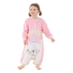 TMEOG Schlafsack mit Füßen Baby Schlafanzug mit Reissverschluss Strampler ohne Füße Mädchen Junge Schlafoverall Schlafstrampler Pyjamas für Kinder 1-6 Jahre(Einhorn, 1-3 Jahre) von TMEOG