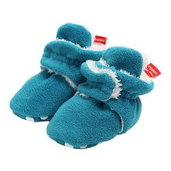 TMEOG Unisex-Baby Krabbelschuhe Winterschuhe Wollschuhe Neugeborenes Stiefel Booties Gefütterte Boots Thermoschuhe(Blau_Pelzige,0-6 Monate) von TMEOG