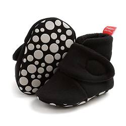 TMEOG Unisex-Baby Neugeborenes Fleece Booties Bio Baumwoll-Futter und rutschfeste Greifer Winterschuhe von TMEOG