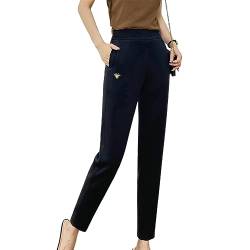 Loose-Fitting High-Waisted Slacks for Women,Business Casual Slim Fit Stretch Trousers Work Pants,Summer Comfort Straight Leg Harem Pants with Pockets. (M, Black) von TMERIC