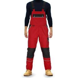 TMG® | Lange Arbeitslatzhose Herren, Rote Latzhose mit Kniepolstertaschen aus Cordura, viel Stauraum, robust | 44 von TMG INTERNATIONAL Textile Management Group