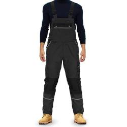 TMG® | Lange Arbeitslatzhose Herren, Schwarze Latzhose mit Kniepolstertaschen aus Cordura, viel Stauraum, robust | 23 von TMG INTERNATIONAL Textile Management Group