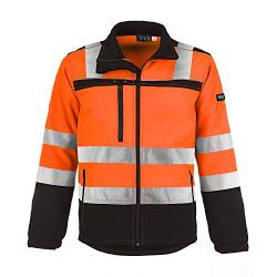 TMG® Warnschutzjacke für Herren, wasserabweisende Softshell Arbeitsjacke, gefütterte Sicherheitsjacke Klasse 2, Orange 3XL von TMG INTERNATIONAL Textile Management Group