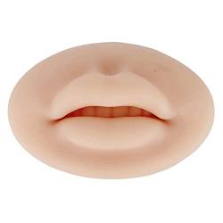 Real Touch Soft Semi-Permanent 3D-Silikon-Lippen mit Fake für das Training von Lippen, Ohr, Zunge, Auge, Mund, 3D-Silikon mit Display-Ständer, Übungswerkzeug für Piercing-Modell,(dunkle Haut) von TMISHION