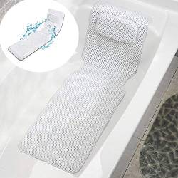 Rutschfeste Badewannenmatte, Massagebad und Duschmatte, Antibakterielle PVC-Ganzkörper Badekurort Matratze Kissen Kissen Weiche Gesteppte Badewannen Matte mit Breathable von TMISHION