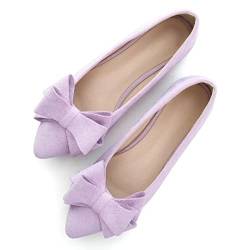 TN TANGNEST Frauen Mode Bowknot Wohnungen Komfort Spitze Zehe Kleid Schuhe, Helles Violett, 39 EU von TN TANGNEST