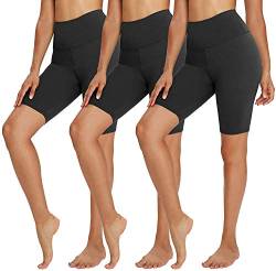 TNNZEET 3er Pack Radlerhose Damen High Waist Shorts Blickdicht Kurze Sporthose Leggings für Sport(1-Schwarz/Schwarz/Schwarz, L-XL) von TNNZEET