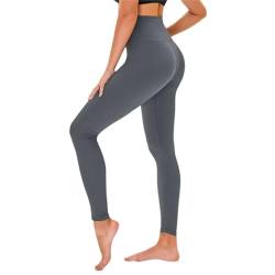 TNNZEET High Waist Leggings Damen Schwarz Leggins Elastische für Sport Gym,Dunkelgrau,S-M von TNNZEET