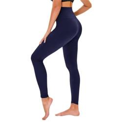 TNNZEET High Waist Leggings Damen Schwarz Leggins Elastische für Sport Gym,Marineblau,S-M von TNNZEET