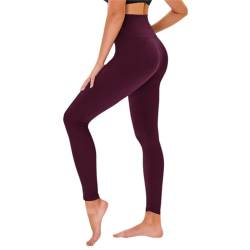 TNNZEET High Waist Leggings Damen Schwarz Leggins Elastische für Sport Gym,Violett,S-M von TNNZEET